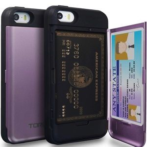 Purple Case for iPhone SE 2016 / 5S / 5, with Hidden Credit Card Holder
